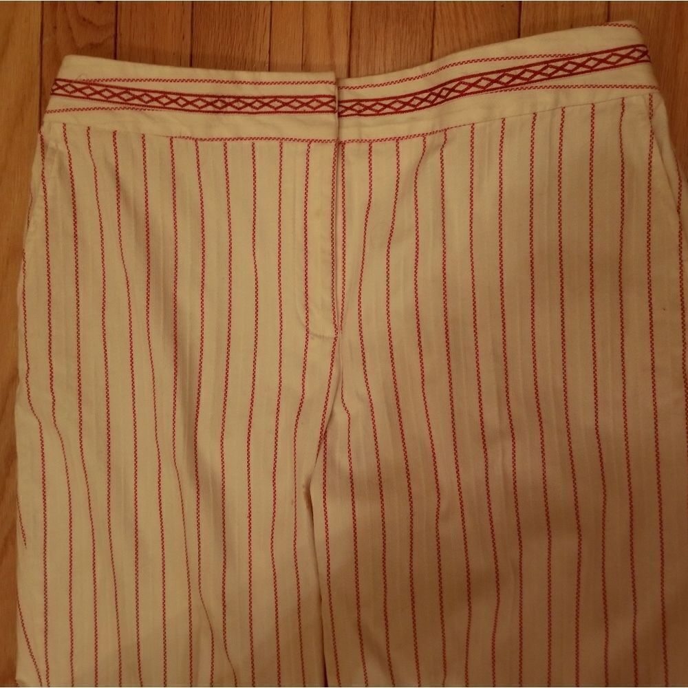 💄TALBOT'S RED & WHITE LINEN STRIPED PANTS
